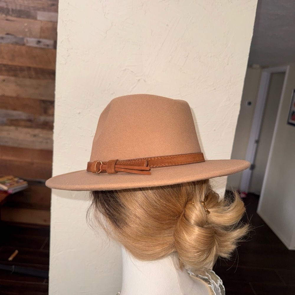 Adami Dolls Camel Brown Fedora Hat with Cognac Bands